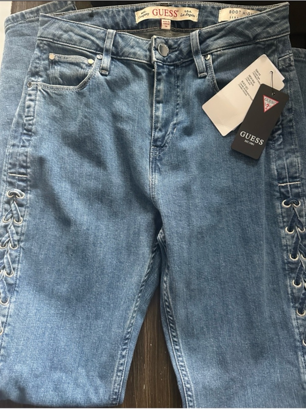 GUESS Blue Classic Boot High Sexy Flare Denim Jeans
